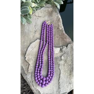 Vintage Chunky Purple Beaded Multi-Strand Necklace